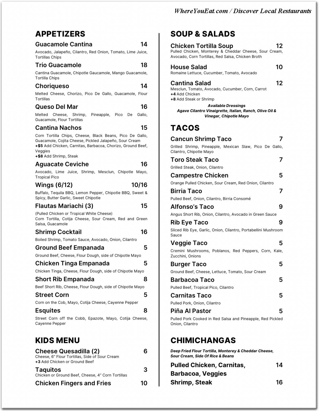 menu